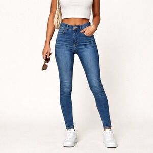 Risen Jeans High Rise Skinny Medium Wash Denim Women's Size 5/27